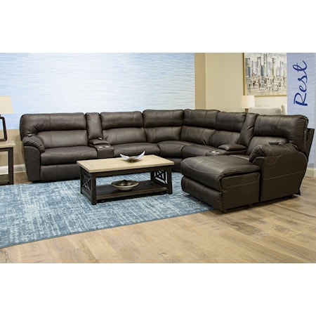 Casual 5-Piece Sectional Sofa with Heat, Massage, and Power Lumbar