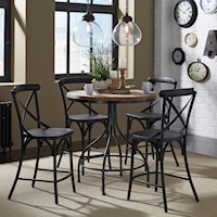 Farmhouse 5-Piece Gathering Table and X-Back Counter Chair Set