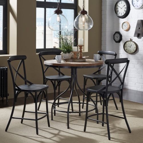 Farmhouse 5-Piece Gathering Table and X-Back Counter Chair Set