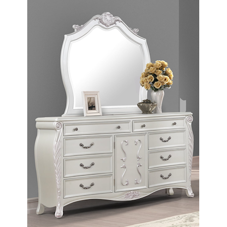 8-Drawer Dresser with Arched Mirror