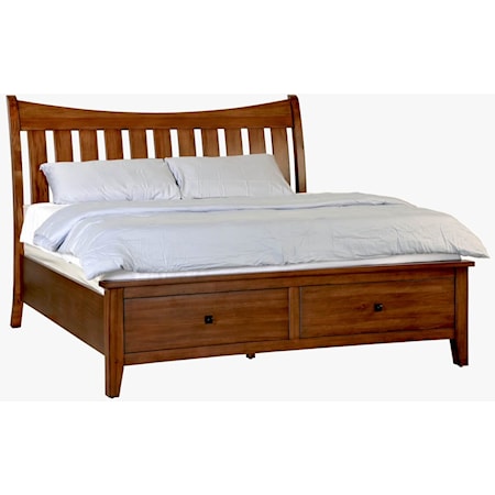 Mission Queen Bed with Footboard Storage