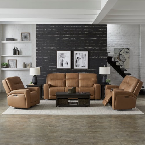 Transitional Power Reclining Sofa, Loveseat, and Recliner Set