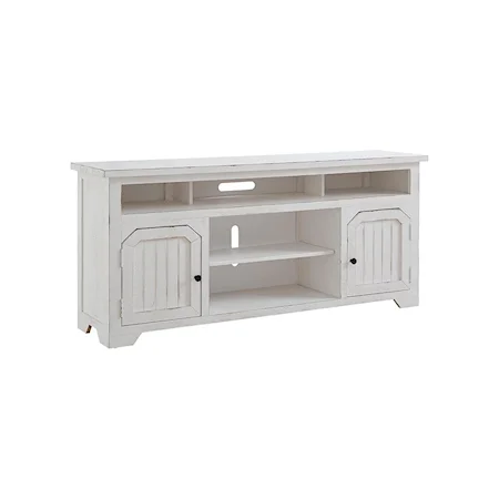 Transitional 68" TV Console with Adjustable Shelves