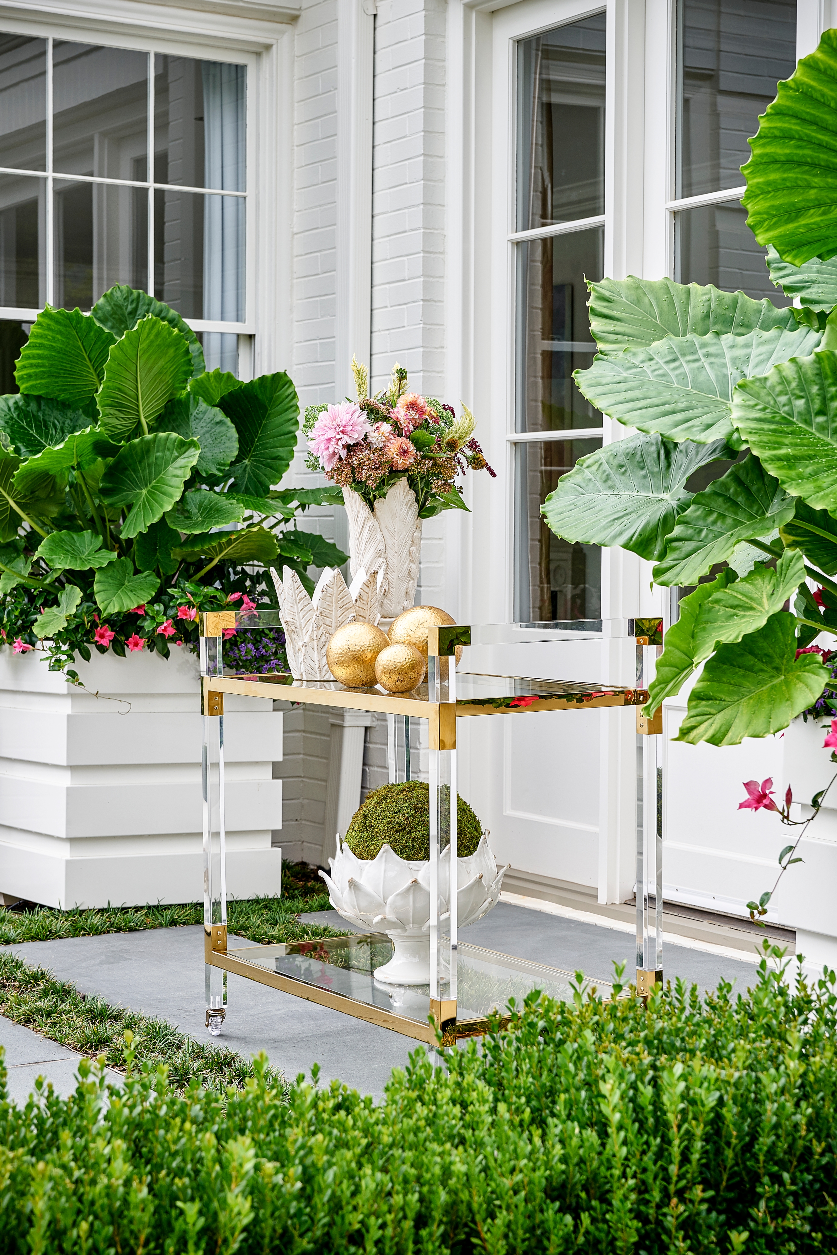 Acrylic Bar Cart - Brass