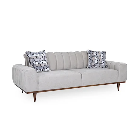 Transitional Upholstered Sofa with Channel Tufting