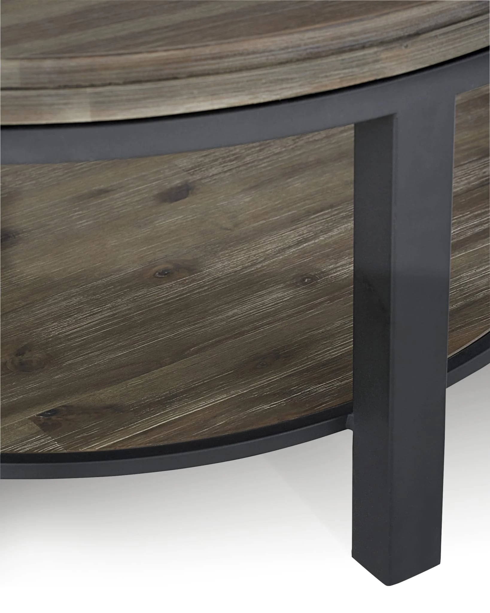 Modus Furniture Canyon Washed Grey Solid Wood/Metal Round Coffee Table