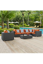 Modway Sojourn 7 Piece Outdoor Patio Sunbrella® Sectional Set - Gray