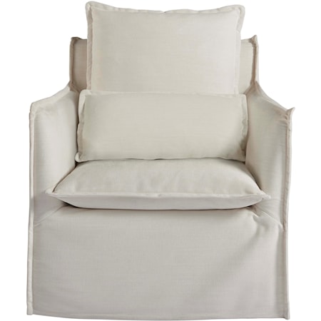 Coastal Swivel Chair with Kidney Pillow