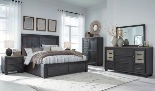 Contemporary Two-Tone California King Platform Storage Bedroom Set