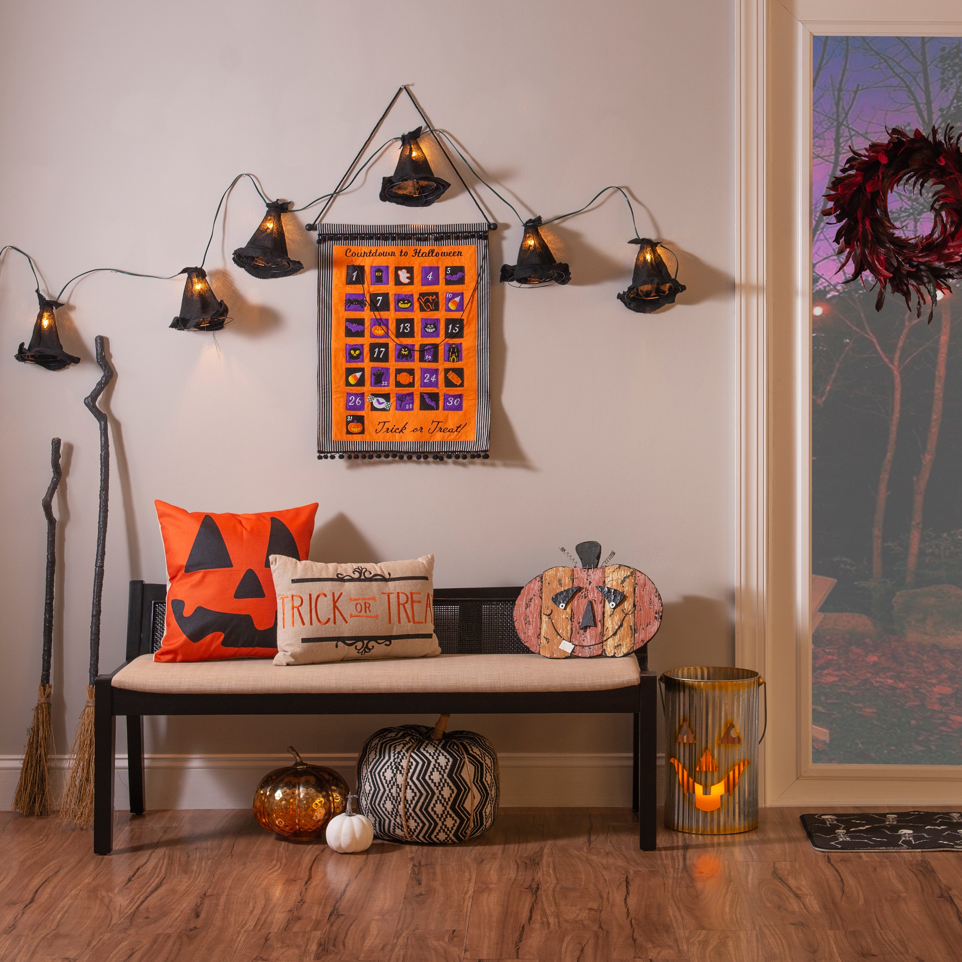 Powell Bauer Upholstered Cane Bench