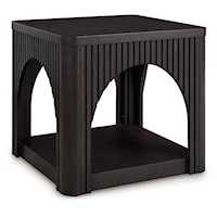 Square End Table with Arched Design