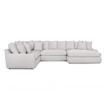 Transitional 4-Piece Sectional Sofa with Loose Pillows