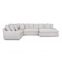 Transitional 4-Piece Sectional Sofa with Loose Pillows