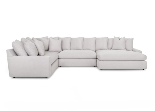 Transitional 4-Piece Sectional Sofa with Loose Pillows