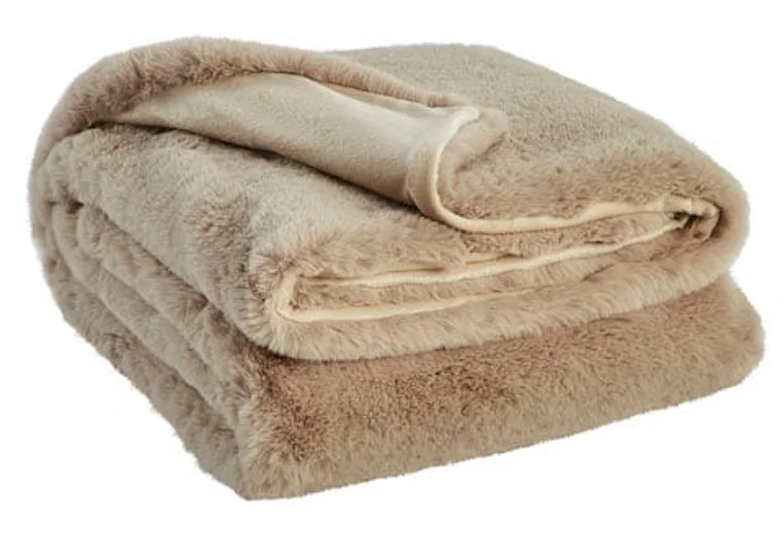 Throws Gariland Taupe Faux Fur Throw by Signature Design by Ashley at Esprit Decor Home Furnishings