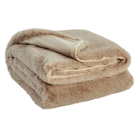 Gariland Taupe Faux Fur Throw