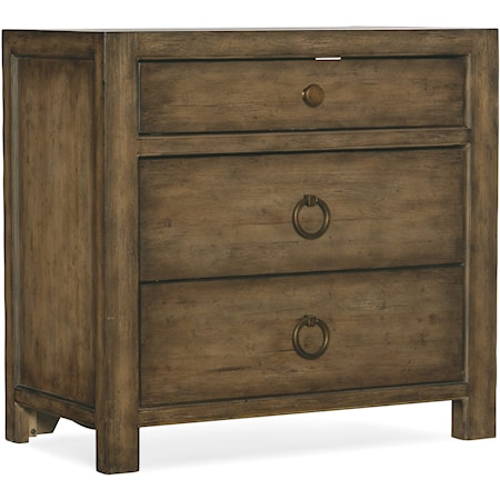 Casual 3-Drawer Nightstand with Outlet and Built-In Lighting