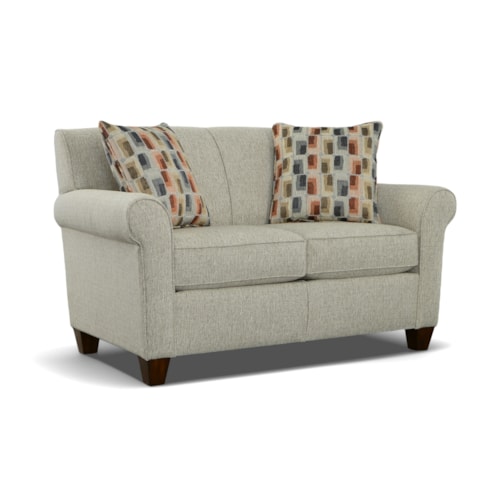 Transitional Loveseat with Tapered Legs