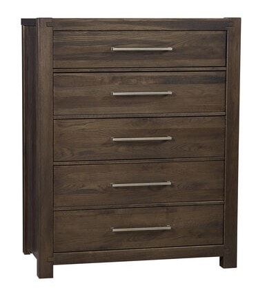 Transitional 5-Drawer Chest with Metal Bar Hardware