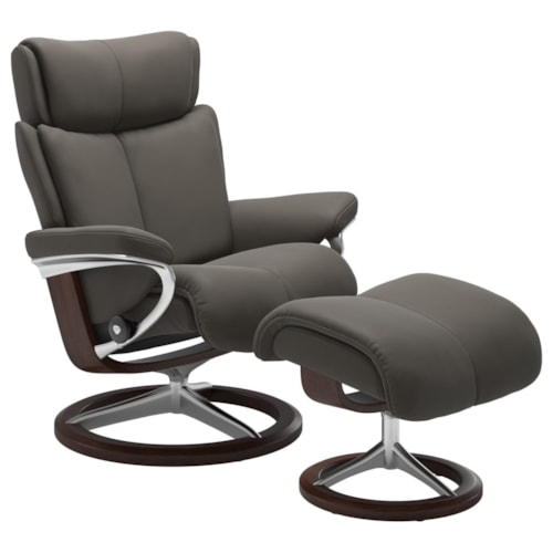 Large Reclining Chair and Ottoman with Signature Base