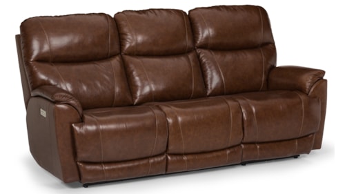 Casual Power Reclining Sofa with Power Adjustable Lumbar Support and Power Headrest