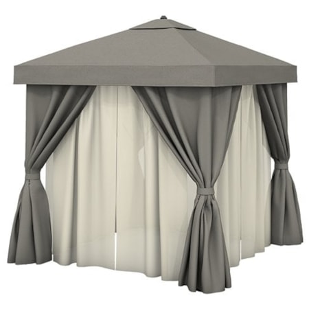 8' Sq. Cabana w/Fabric & Sheer Rods & Vent