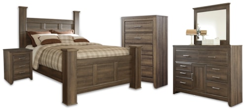 Queen Poster Bed, Dresser, Mirror, Chest And Nightstand