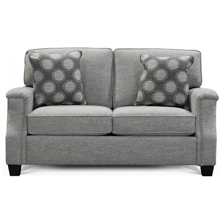 Contemporary Upholstered Loveseat with Pillow Arms