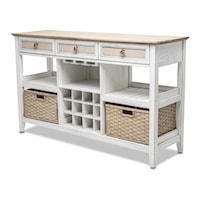 Coastal Captiva Island Sideboard with Wine Rack and Removable Baskets