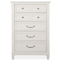 Cottage Style 5-Drawer Chest with Felt-Lined Top Drawer