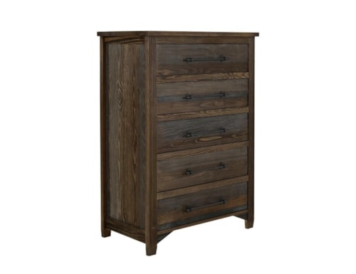 Modern Rustic 5-Drawer Bedroom Chest with Metal Handles