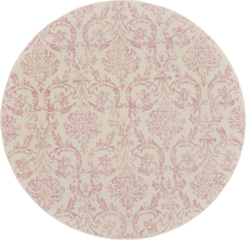 8'  Ivory/Pink Round Rug