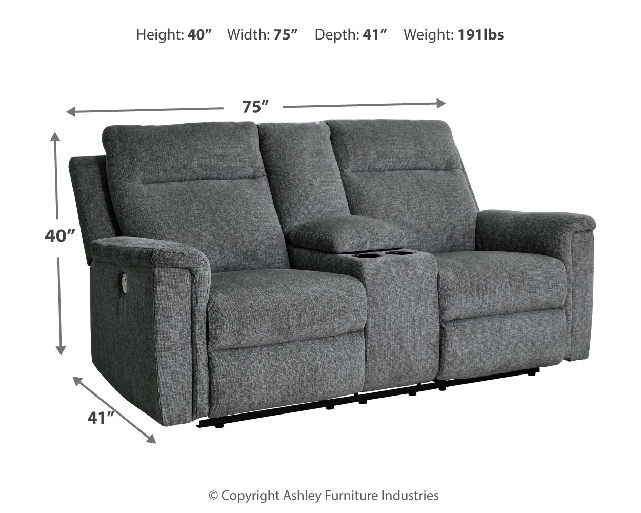 Dbl Rec Pwr Loveseat W/Console