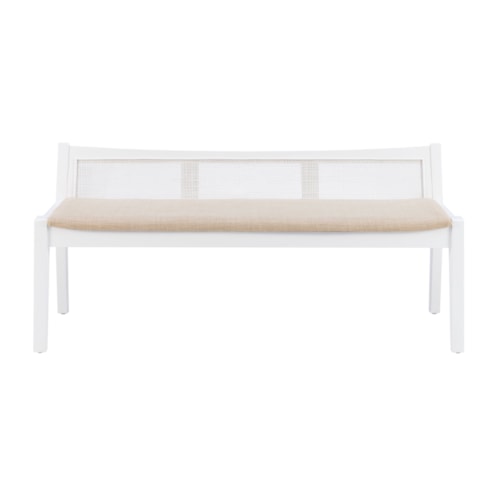 Tranistional Bauer Upholstered Cane Bench