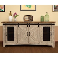 Rustic 70" TV Stand with 4 Doors