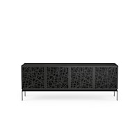 Contemporary 4-Door Storage Console with Ricochet Pattern