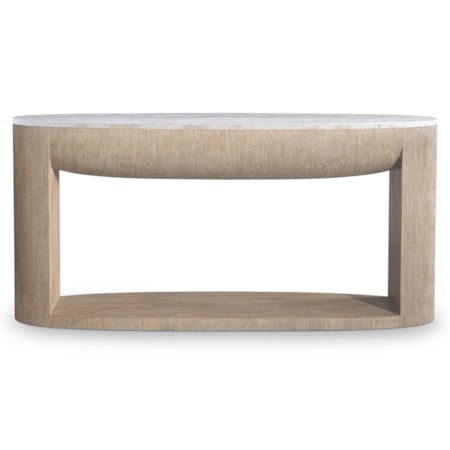 Loggia Travertine-Top Oval Console Table