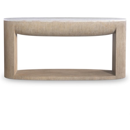 Loggia Travertine-Top Oval Console Table