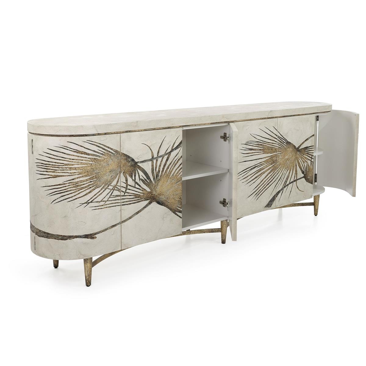 Modern Palm Frond 6-Door Credenza