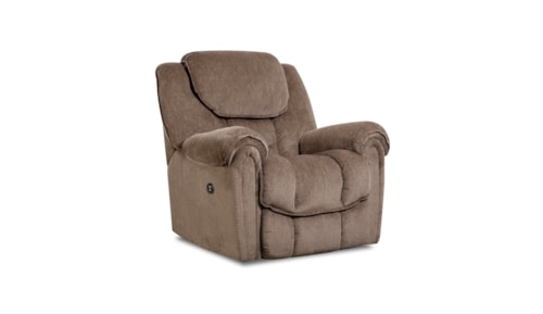 Casual Power Rocker Recliner with Pillow Arm