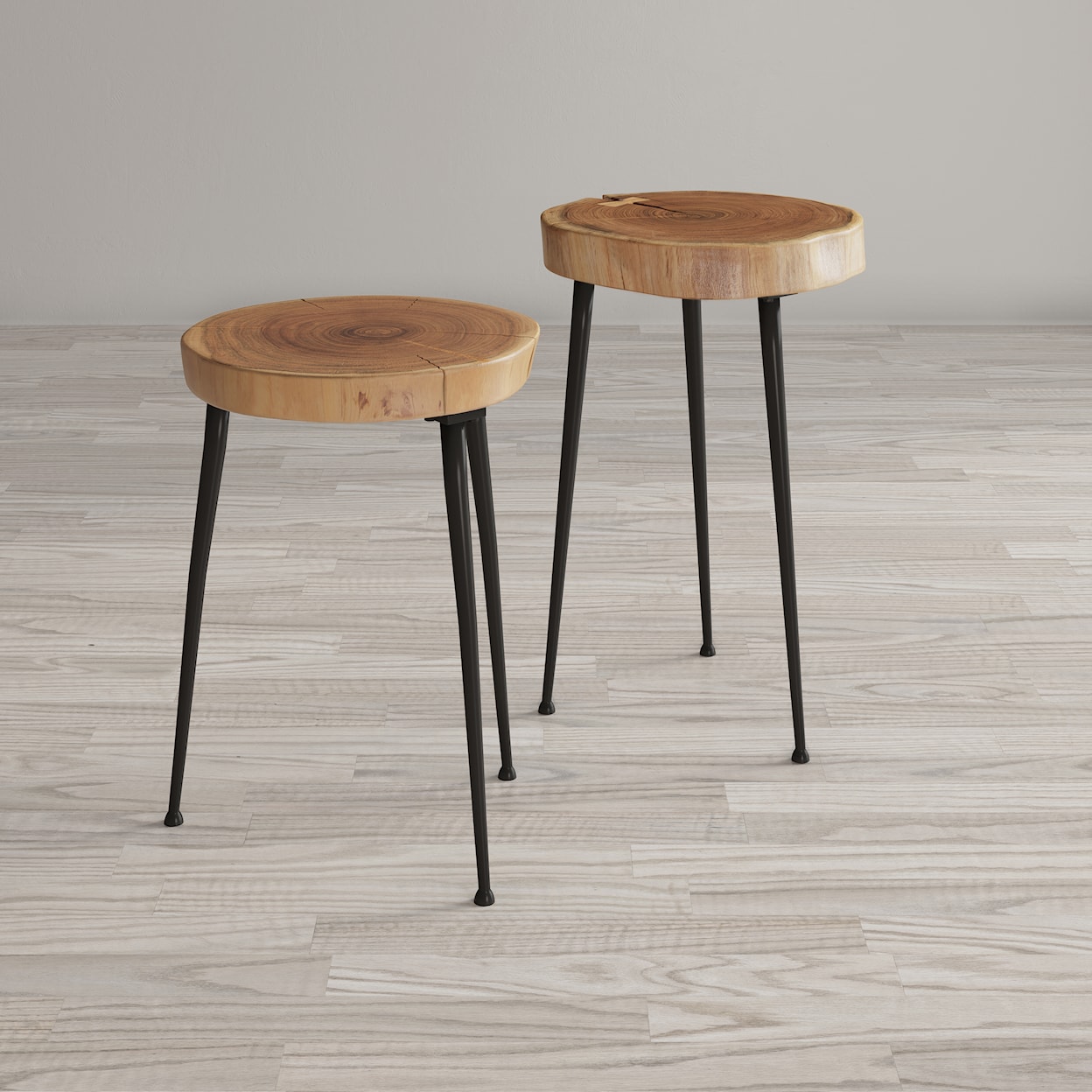 Belfort Essentials Global Archive Wood and Iron Accent Tables (Set of 2)