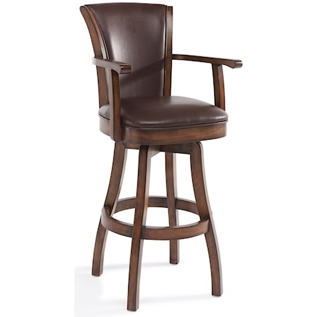 30" Bar Height Swivel Wood Barstool