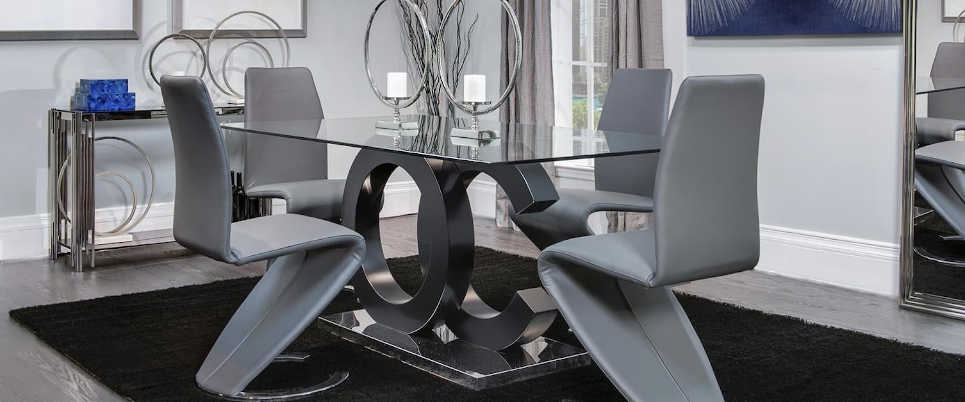 Contemporary Dining Table Set and 4 Dining Chairs