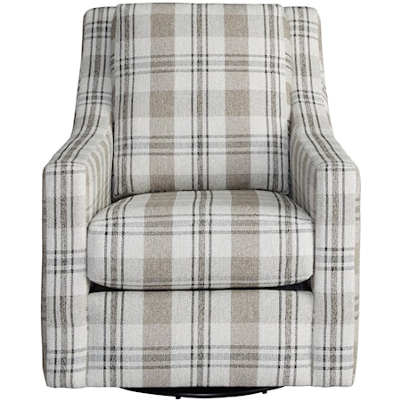 Casual Contemporary Swivel Chair with Loose-Pillow Back