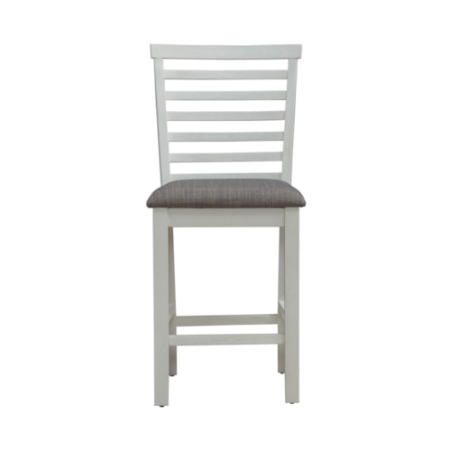 Transitional Upholstered Ladder Back Counter Chair with Nylon Chair Glides