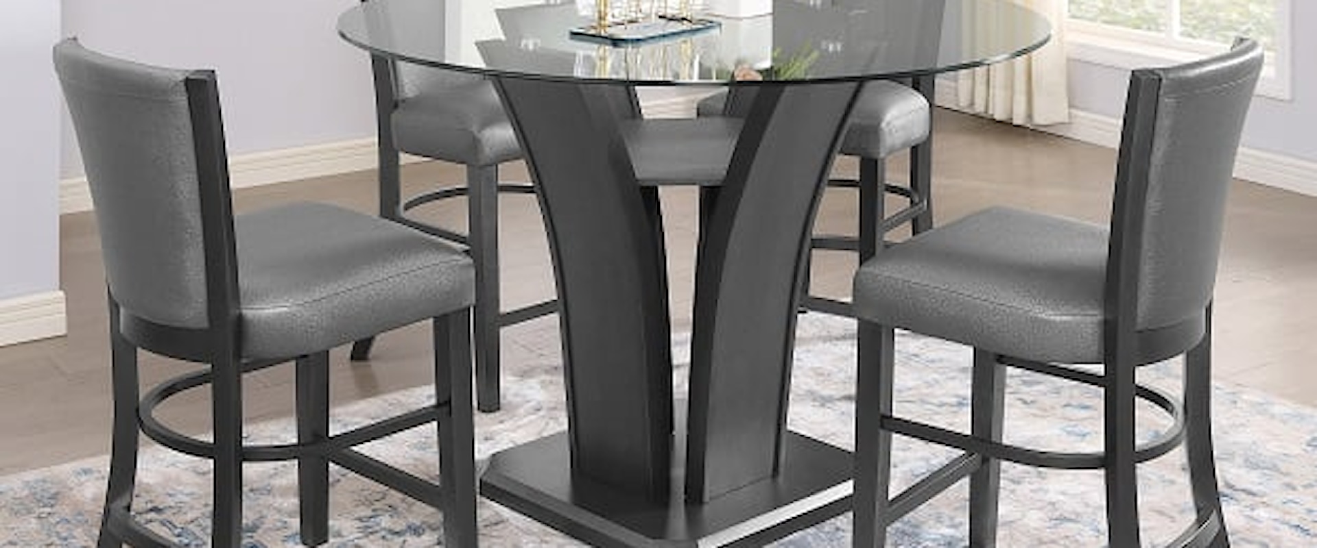 Contemporary Glam 5-Piece Counter-Height Dining Set