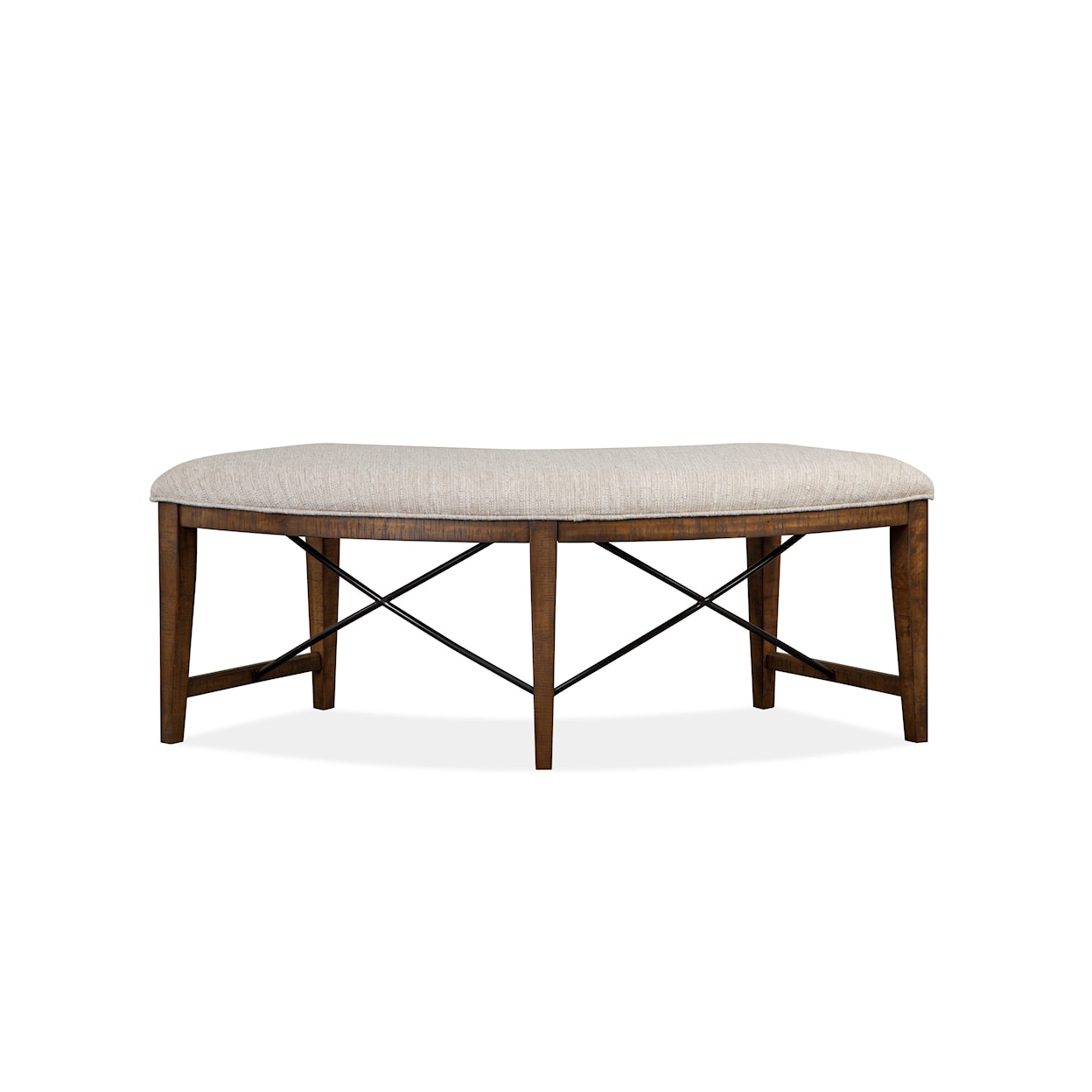 Magnussen Home Bay Creek Dining Curved Bench w/ Upholstered Seat