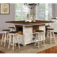 Cottage 7 Piece Dining Set with Shelving and Storage