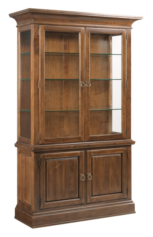 Traditional China Hutch with Antique Brass Knobs
