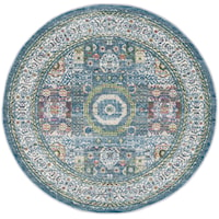 4'  Ivory Light Blue Round Rug